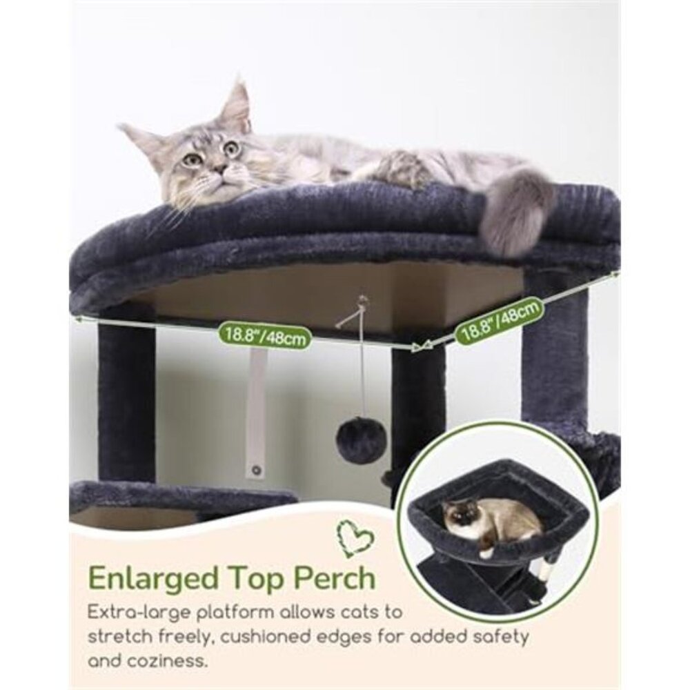 Heavy Duty Cat Tree Sturdy Cat Tower, Dark Gray, 74" - Picture 2 of 6